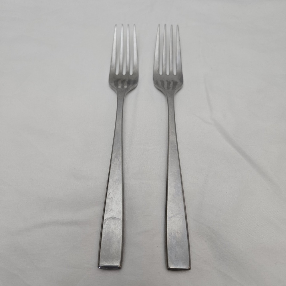 Lot Of 2 (Two) Logan Satin (Stainless) by Cambridge Silver Forks GUC Normal Wear